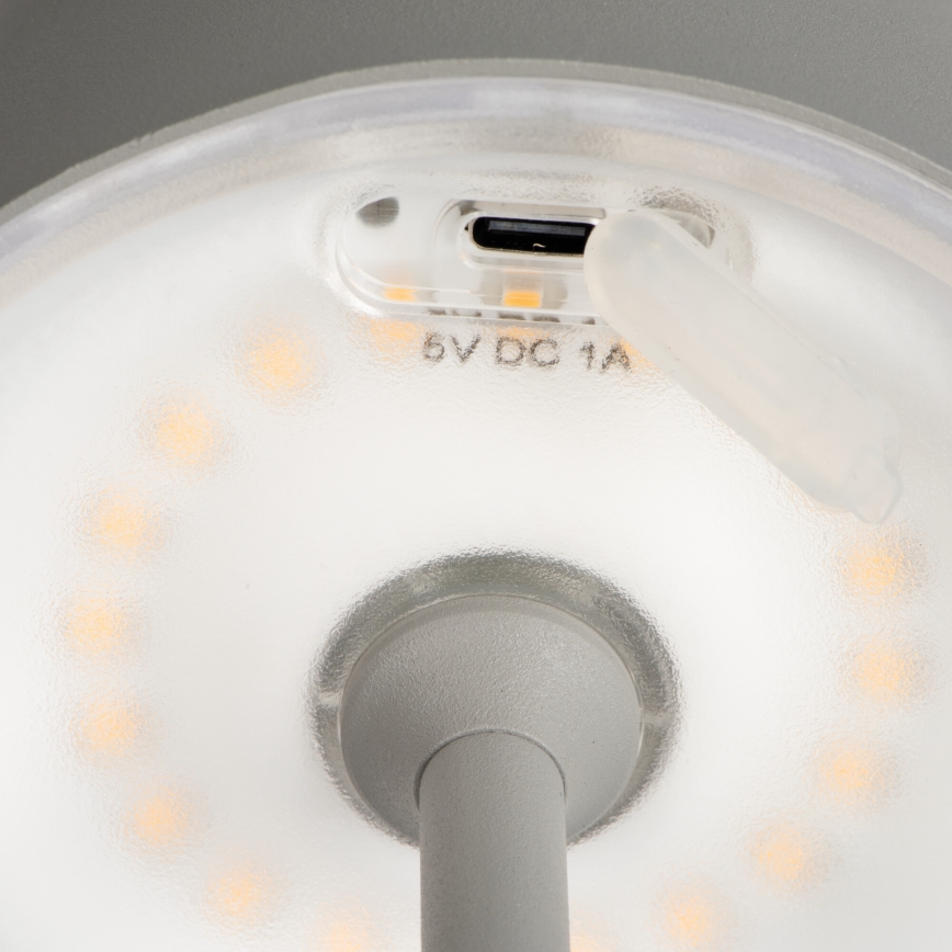 LED Stmievateľná nabíjacia stolná lampa INITA LED/1,2W/1800 mAh IP54 šedá