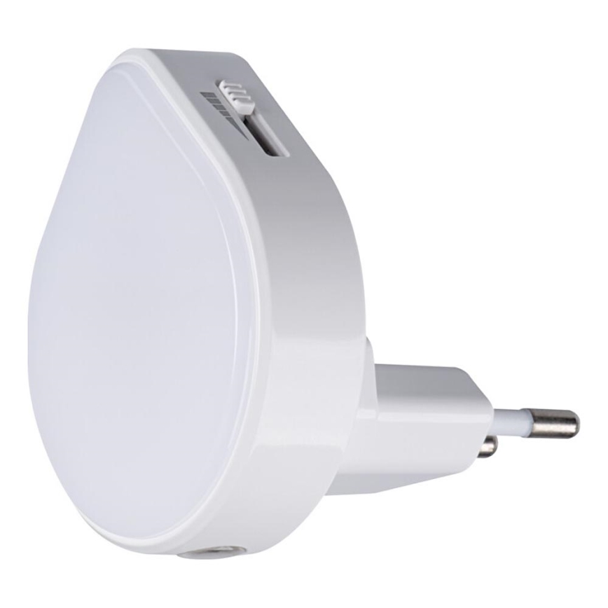 Kanlux 37396 - LED Stmievateľné orientačné svítidlo so súmrakovým senzorom do zásuvky ULOV LED/0,5W/230V biela