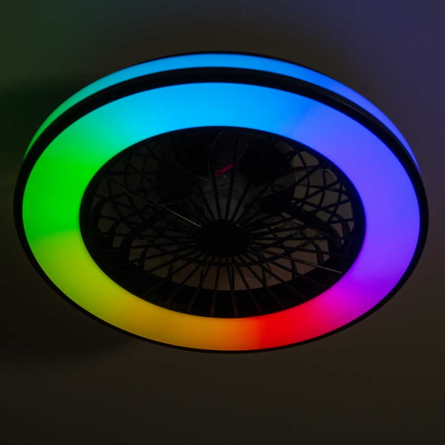 LED RGBW Stmievateľné stropné svietidlo s ventilátorom PLAVE LED/48W/230V 3000/4000/6500K + diaľkové ovládanie