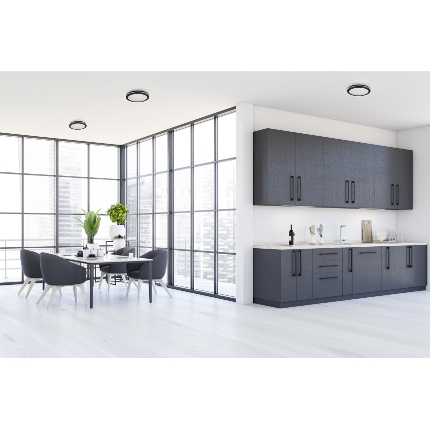 LED Vonkajšie stropné svietidlo BENO E LED/12W/230V 3000/4000/6500K pr. 20 cm IP65 čierna