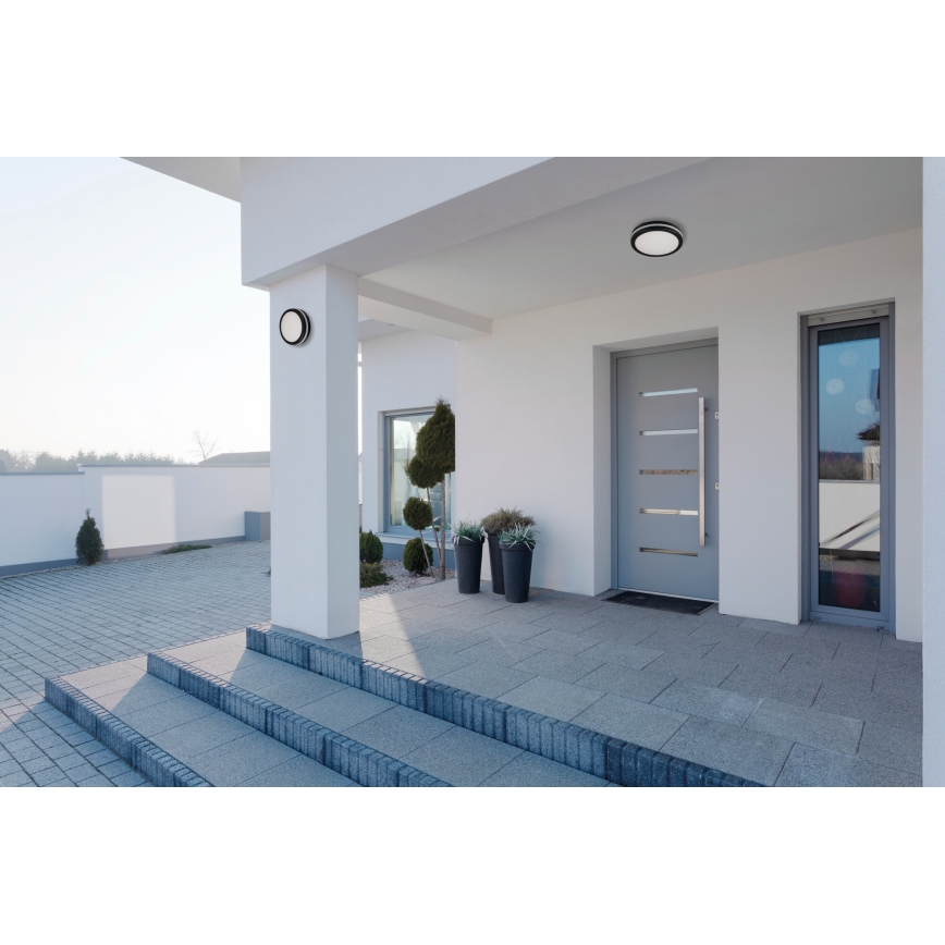 LED Vonkajšie stropné svietidlo BENO E LED/20W/230V 3000/4000/6500K pr. 20 cm IP65 čierna