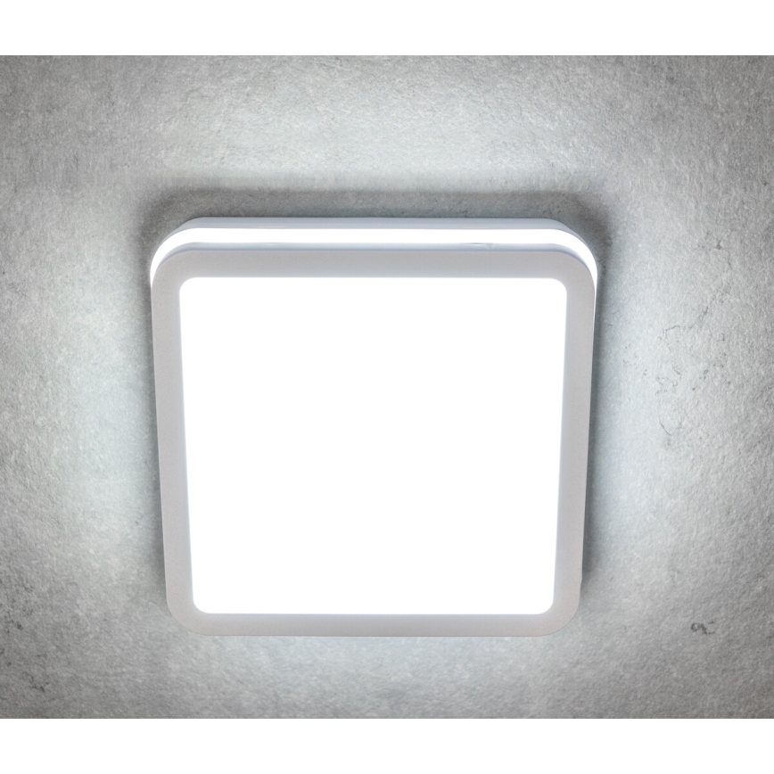 LED Vonkajšie stropné svietidlo so senzorom pohybu BENO LED/12/18W/230V 3000/3500/4000K IP65 biela hranatý