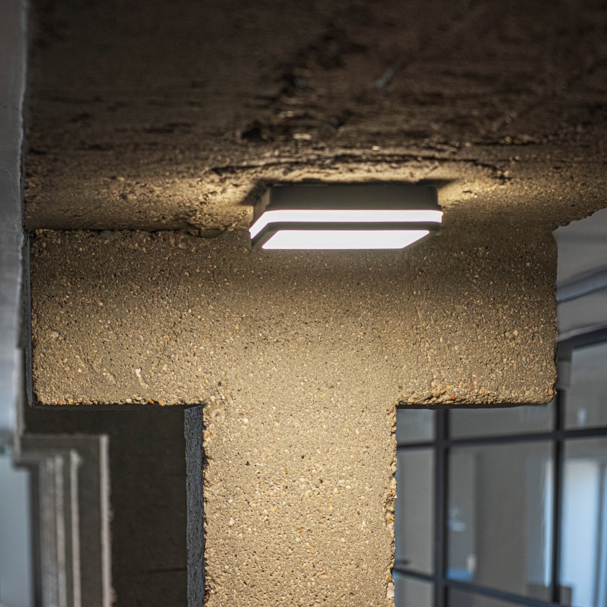 LED Vonkajšie stropné svietidlo so senzorom pohybu BENO LED/12/18W/230V 3000/3500/4000K IP65 antracit hranatý