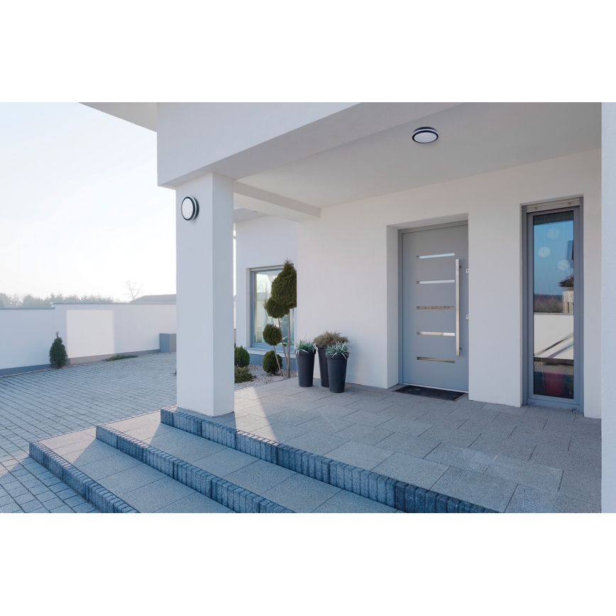 LED Vonkajšie stropné svietidlo so senzorom pohybu BENO LED/12/18W/230V 3000/3500/4000K IP65 antracit guľatý