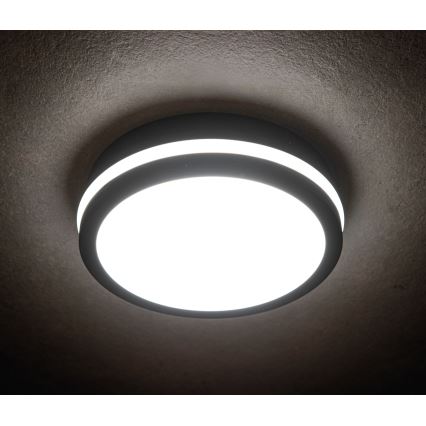 LED Vonkajšie stropné svietidlo so senzorom pohybu BENO LED/12/18W/230V 3000/3500/4000K IP65 antracit guľatý