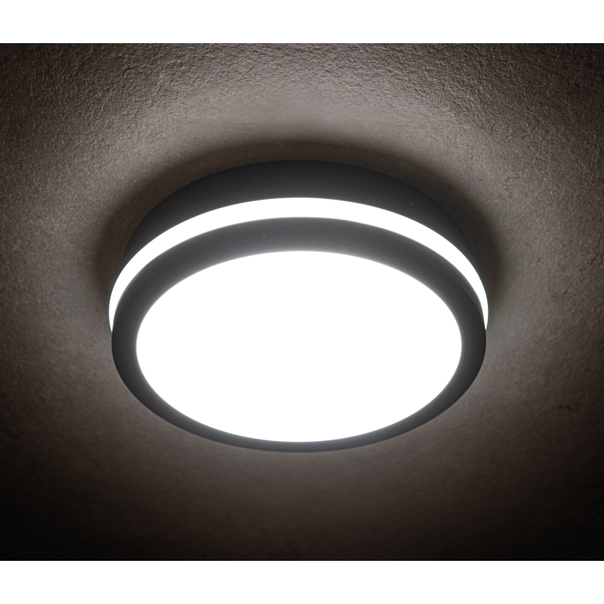 LED Vonkajšie stropné svietidlo so senzorom pohybu BENO LED/12/18W/230V 3000/3500/4000K IP65 antracit guľatý