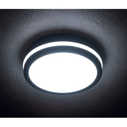 LED Vonkajšie stropné svietidlo so senzorom pohybu BENO LED/12/18W/230V 3000/3500/4000K IP65 antracit guľatý