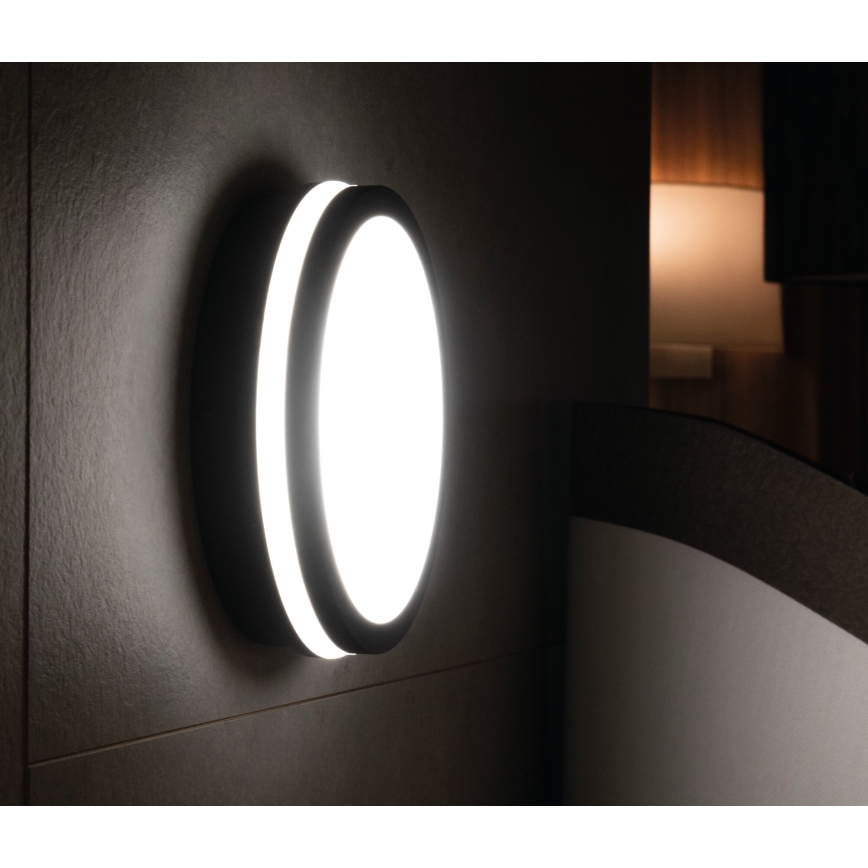 LED Vonkajšie stropné svietidlo so senzorom pohybu BENO LED/12/18W/230V 3000/3500/4000K IP65 antracit guľatý