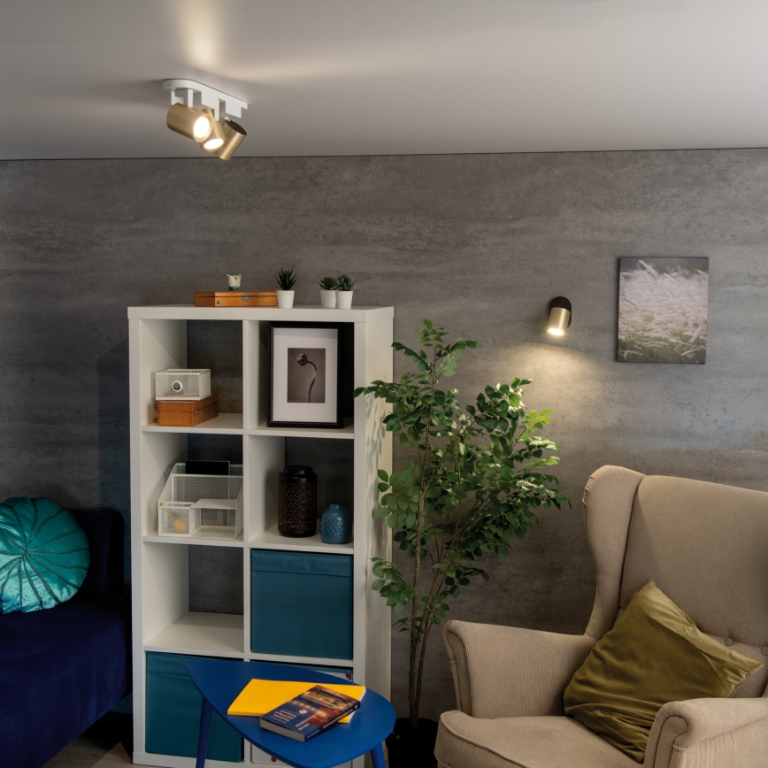 Nástenné bodové svietidlo LAURIN 1xGU10/10W/230V mosadz/čierna