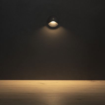 LED schodiskové svietidlo s pohybovým a súmrakovým senzorom EXIN LED/2,5W/230V 3000K IP65 antracitové okrúhle