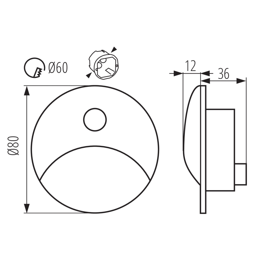LED schodiskové svietidlo s pohybovým a súmrakovým senzorom EXIN LED/2,5W/230V 4000K IP65 čierne okrúhle