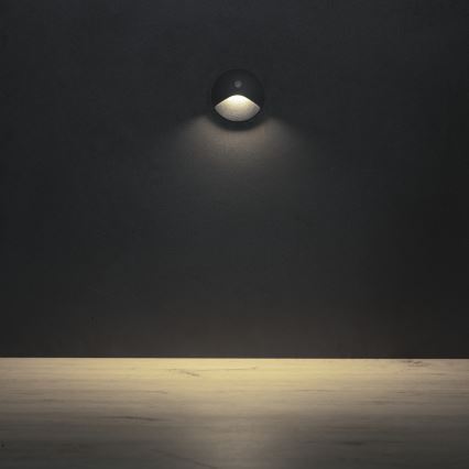 LED schodiskové svietidlo s pohybovým a súmrakovým senzorom EXIN LED/2,5W/230V 4000K IP65 okrúhle antracitové