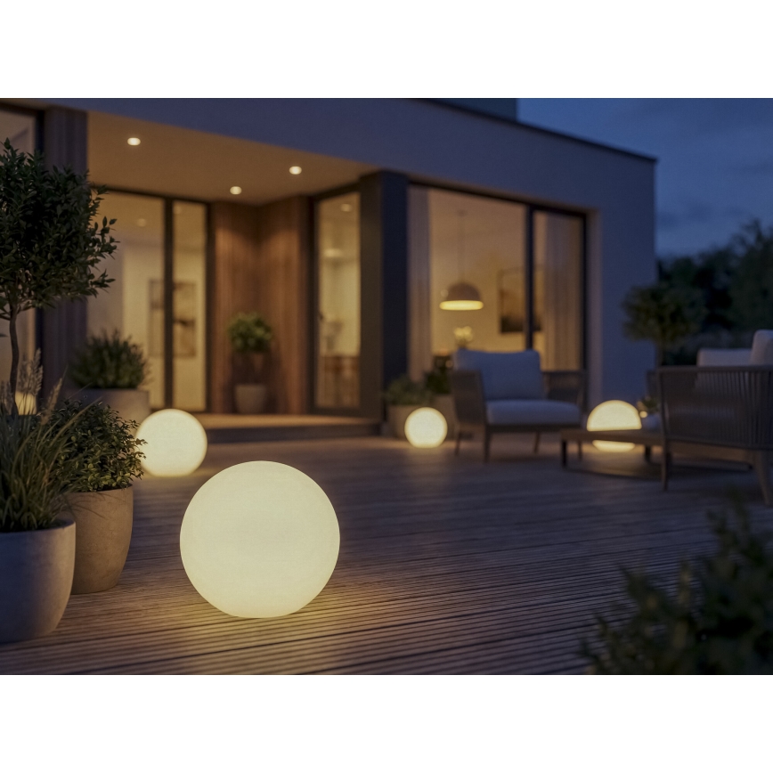 Vonkajšia lampa STONO 1xE27/20W/230V priemer 40 cm IP65 biela
