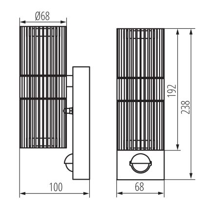 Vonkajšie nástenné bodové svietidlo so senzorom pohybu a súmraku RADILO 2xGU10/11W/230V IP44 čierne