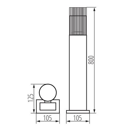Vonkajšia lampa RADILO 1×GU10/11W/230V 80 cm IP44 čierna