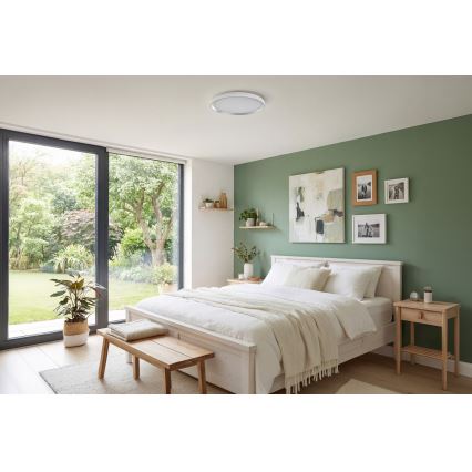 LED Stmievateľné stropné svietidlo LIXAN LED/65W/230V 3000-6500K pr. 48,6 cm biela/strieborná + diaľkové ovládanie