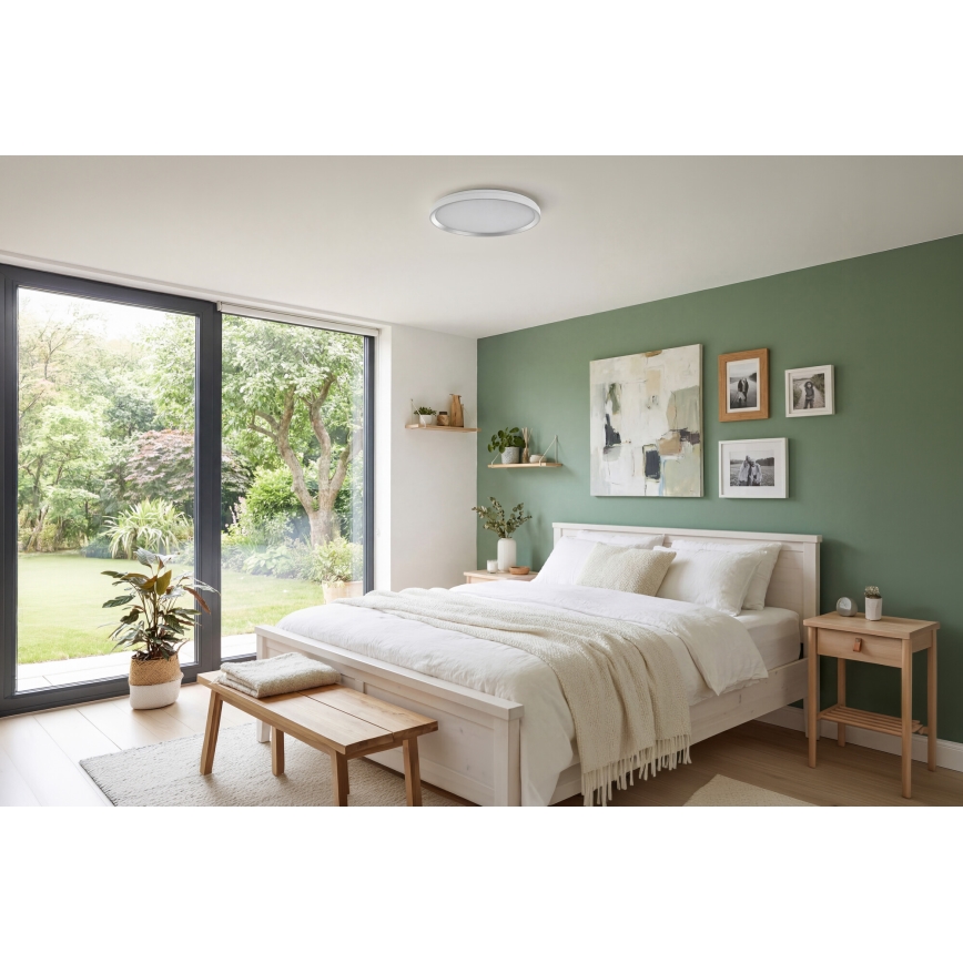 LED Stmievateľné stropné svietidlo LIXAN LED/65W/230V 3000-6500K pr. 48,6 cm biela/strieborná + diaľkové ovládanie