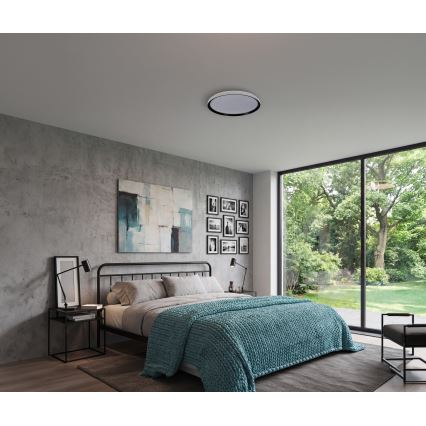 LED stmievateľné stropné svietidlo LIXAN LED/65W/230V 3000-6500K priemer 48,6 cm biela/čierna + diaľkové ovládanie