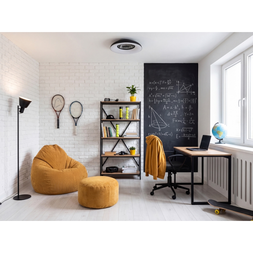 LED RGBW Stmievateľné stropné svietidlo s ventilátorom PLAVE PAN LED/48W/230V 3000-6500K pr. 60 cm čierna + diaľkové ovládanie