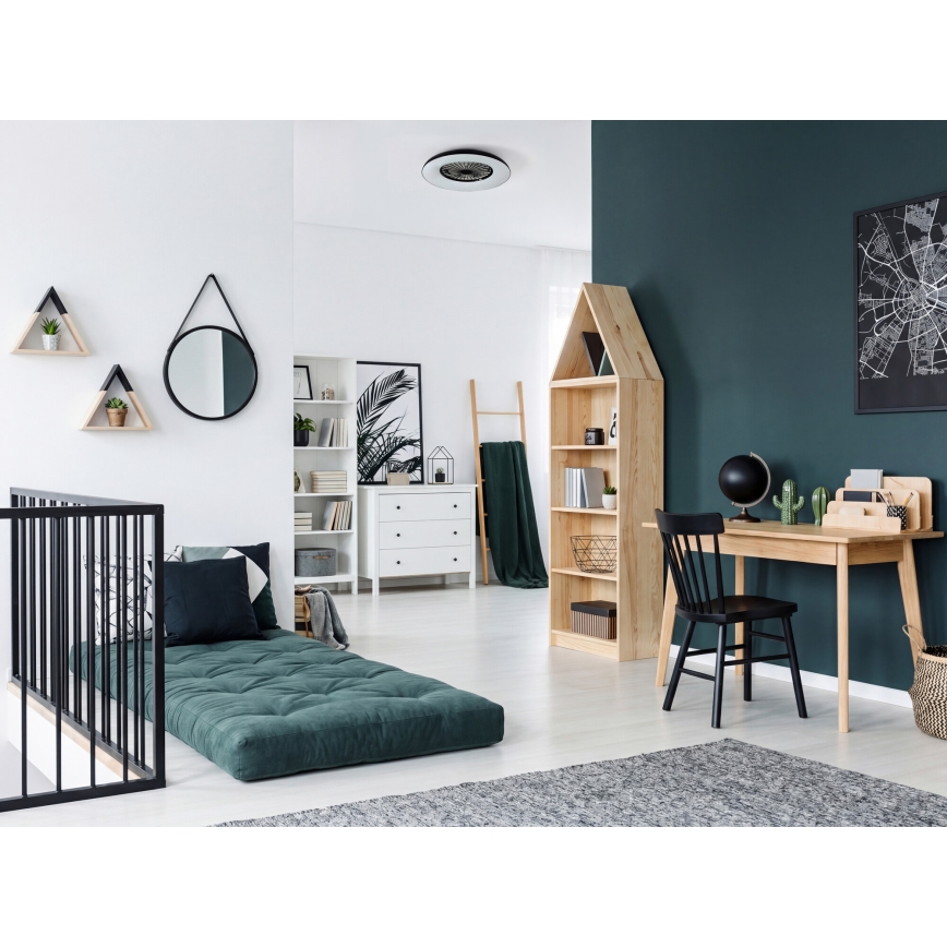 LED RGBW Stmievateľné stropné svietidlo s ventilátorom PLAVE PAN LED/48W/230V 3000-6500K pr. 60 cm čierna + diaľkové ovládanie