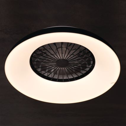 LED RGBW Stmievateľné stropné svietidlo s ventilátorom PLAVE PAN LED/48W/230V 3000-6500K pr. 60 cm čierna + diaľkové ovládanie