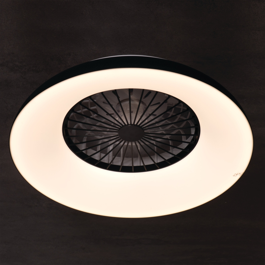 LED RGBW Stmievateľné stropné svietidlo s ventilátorom PLAVE PAN LED/48W/230V 3000-6500K pr. 60 cm čierna + diaľkové ovládanie