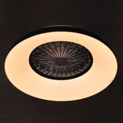 LED RGBW Stmievateľné stropné svietidlo s ventilátorom PLAVE PAN LED/48W/230V 3000-6500K pr. 60 cm čierna + diaľkové ovládanie