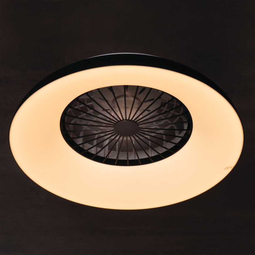 LED RGBW Stmievateľné stropné svietidlo s ventilátorom PLAVE PAN LED/48W/230V 3000-6500K pr. 60 cm čierna + diaľkové ovládanie
