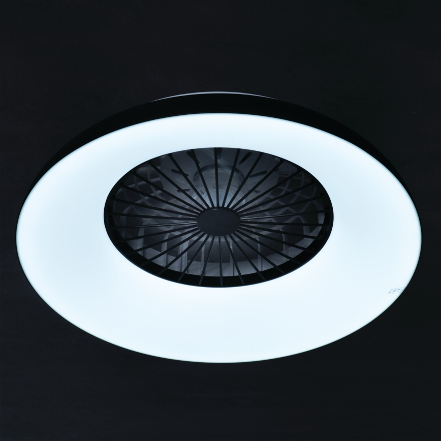 LED RGBW Stmievateľné stropné svietidlo s ventilátorom PLAVE PAN LED/48W/230V 3000-6500K pr. 60 cm čierna + diaľkové ovládanie