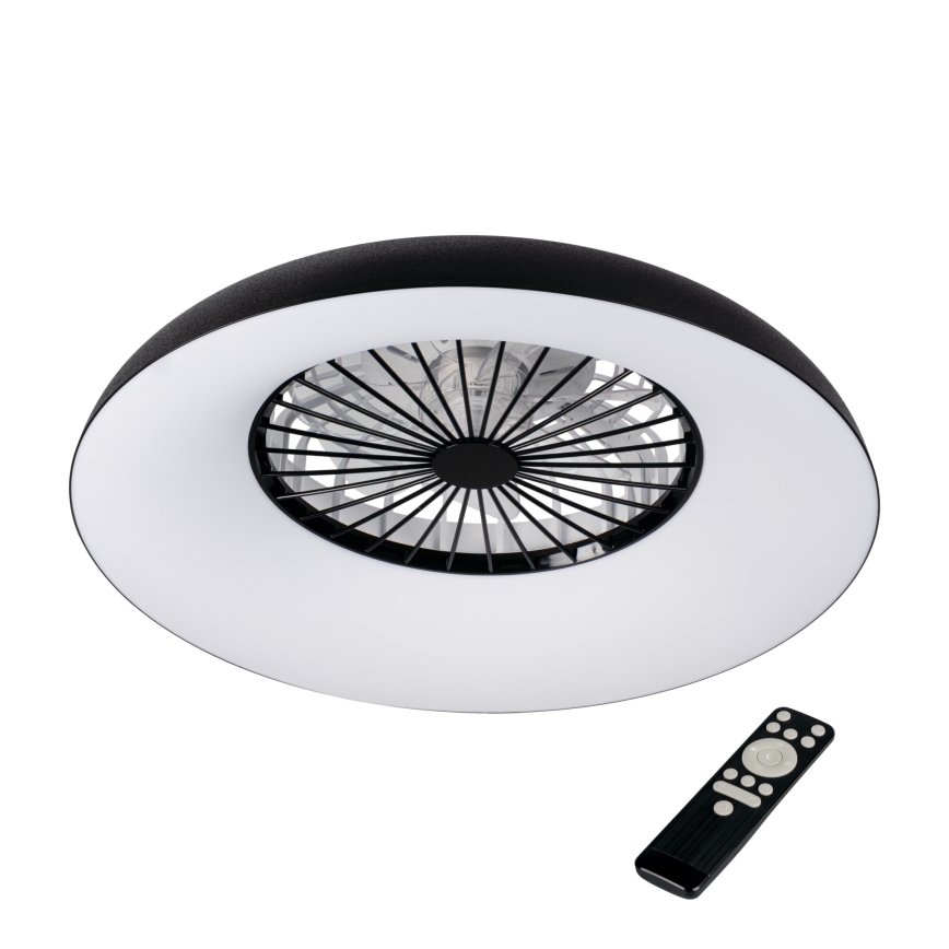 LED RGBW Stmievateľné stropné svietidlo s ventilátorom PLAVE PAN LED/48W/230V 3000-6500K pr. 60 cm čierna + diaľkové ovládanie