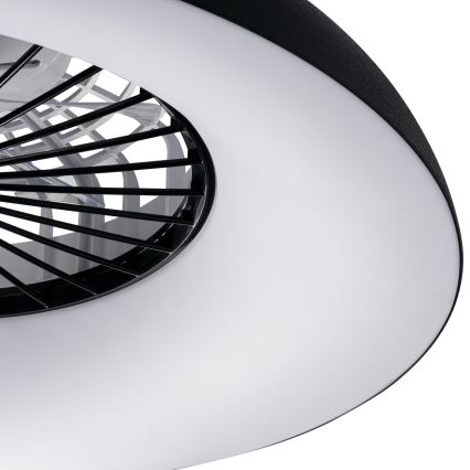 LED RGBW Stmievateľné stropné svietidlo s ventilátorom PLAVE PAN LED/48W/230V 3000-6500K pr. 60 cm čierna + diaľkové ovládanie