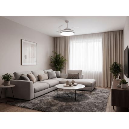 LED Stmievateľné stropné svietidlo s ventilátorom PLAVE LED/36W/230V 3000-6500K strieborná/biela + diaľkové ovládanie