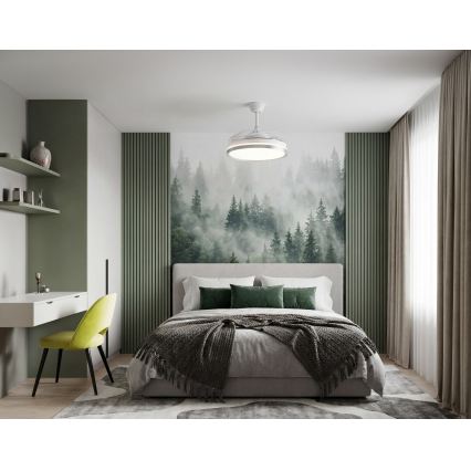 LED Stmievateľné stropné svietidlo s ventilátorom PLAVE LED/36W/230V 3000-6500K strieborná/biela + diaľkové ovládanie