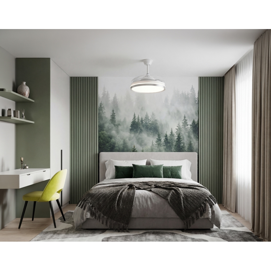 LED Stmievateľné stropné svietidlo s ventilátorom PLAVE LED/36W/230V 3000-6500K strieborná/biela + diaľkové ovládanie
