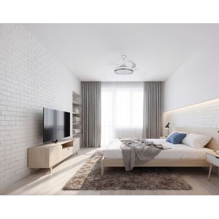 LED Stmievateľné stropné svietidlo s ventilátorom PLAVE LED/36W/230V 3000-6500K strieborná/biela + diaľkové ovládanie