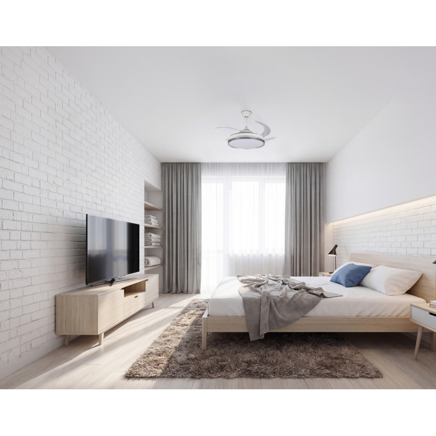 LED Stmievateľné stropné svietidlo s ventilátorom PLAVE LED/36W/230V 3000-6500K strieborná/biela + diaľkové ovládanie