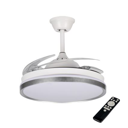 LED Stmievateľné stropné svietidlo s ventilátorom PLAVE LED/36W/230V 3000-6500K strieborná/biela + diaľkové ovládanie