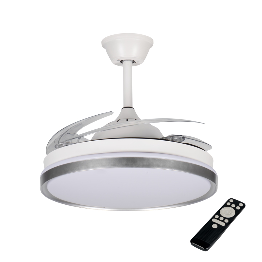 LED Stmievateľné stropné svietidlo s ventilátorom PLAVE LED/36W/230V 3000-6500K strieborná/biela + diaľkové ovládanie