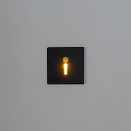 LED schodiskové svietidlo s pohybovým a súmrakovým senzorom MAGNIK LED/1,7W/230V 2700/3300/3900/4600/5700K čierne hranaté