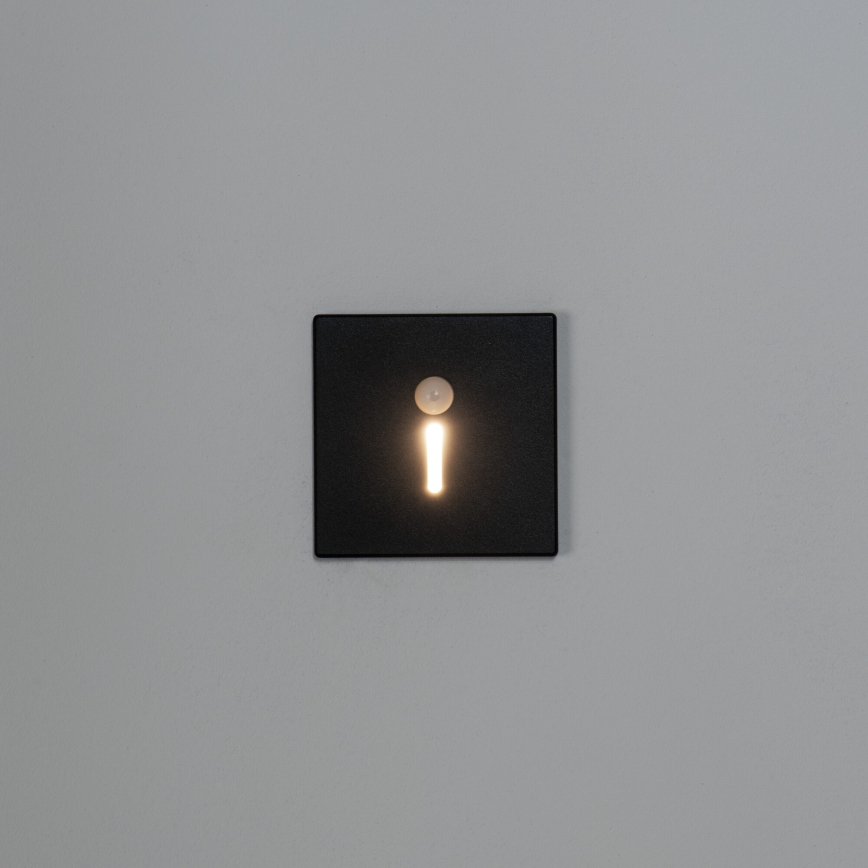 LED schodiskové svietidlo s pohybovým a súmrakovým senzorom MAGNIK LED/1,7W/230V 2700/3300/3900/4600/5700K čierne hranaté