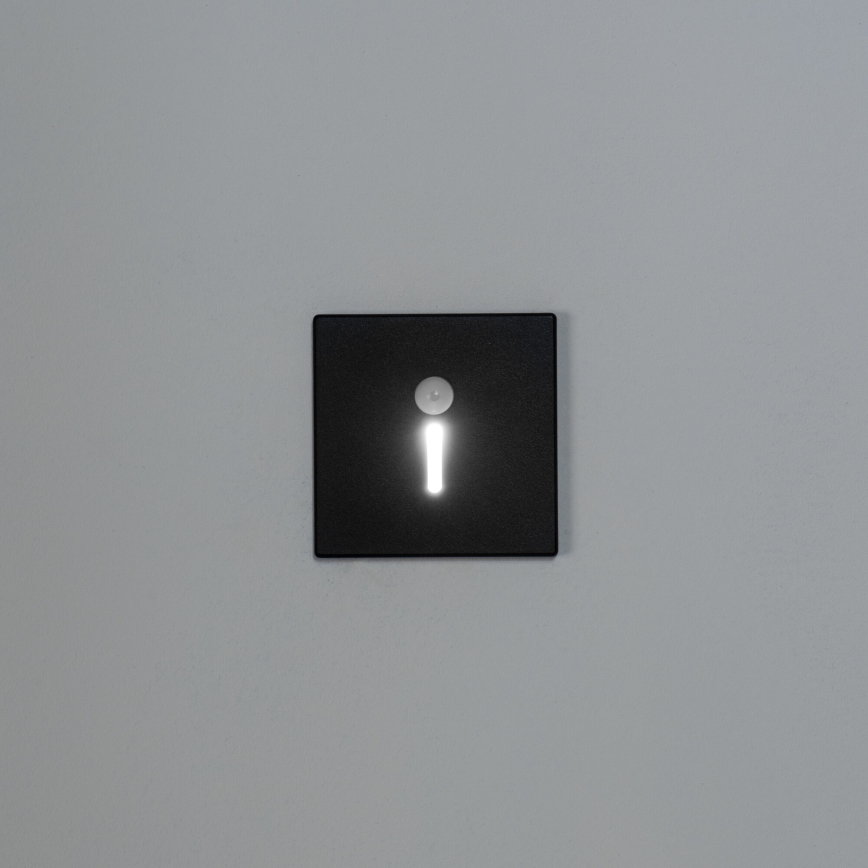 LED schodiskové svietidlo s pohybovým a súmrakovým senzorom MAGNIK LED/1,7W/230V 2700/3300/3900/4600/5700K čierne hranaté