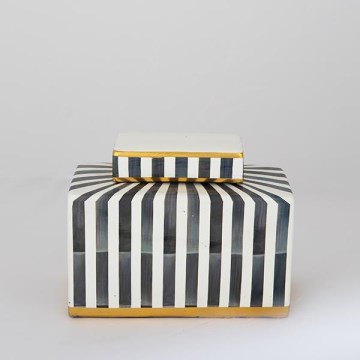 Keramická dóza 20,5x16x9 cm modrá/biela/čierna
