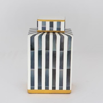 Keramická dóza 22x18x8 cm modrá/biela