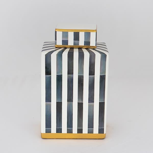 Keramická dóza 22x18x8 cm modrá/biela