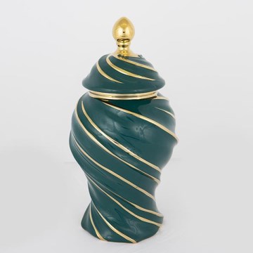 Keramická váza 35x18,5 cm zlatá/zelená