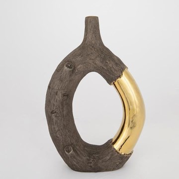 Keramická váza 38,5x26,5x9,5 cm hnedá/zlatá