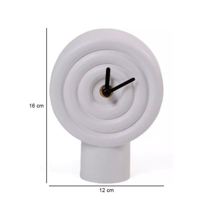 Keramické stolové hodiny 16 cm, napájanie 1xAA, biela