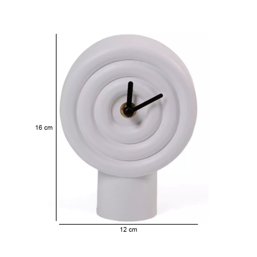 Keramické stolové hodiny 16 cm, napájanie 1xAA, biela