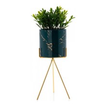 Keramický kvetináč EMMA 32,5x13 cm zelená/zlatá