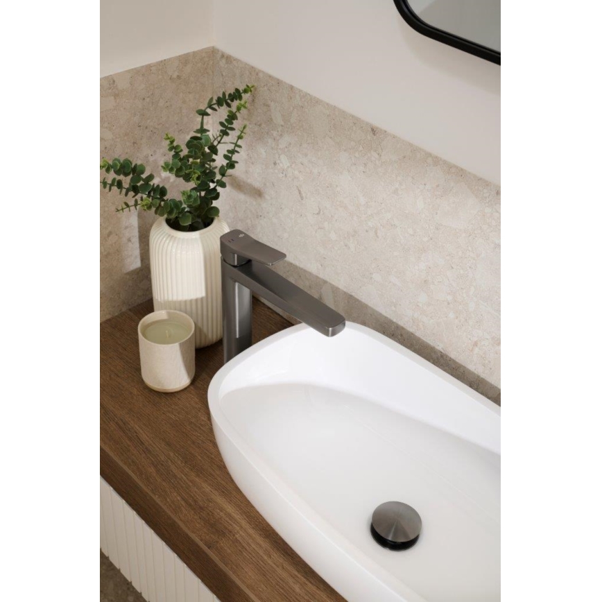 KFA Armatura 4522-712-61 - Umývadlová batéria + výpusť MALAGA 30,3 cm metalická sivá